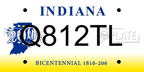 Q812TL Indiana License Plate