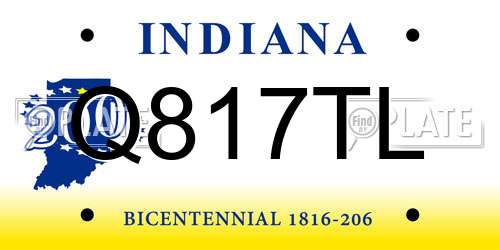 Q817TL Indiana License Plate