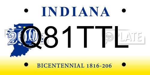 Q81TTL Indiana License Plate