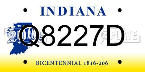 Q8227D Indiana License Plate