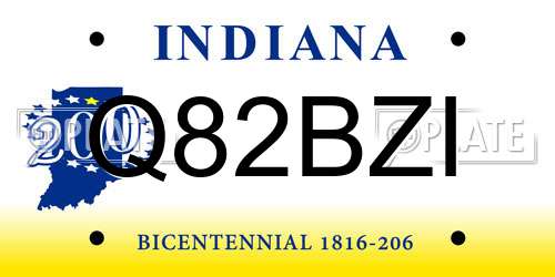 Q82BZI Indiana License Plate
