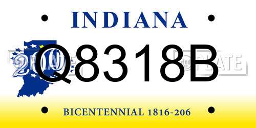 Q8318B Indiana License Plate