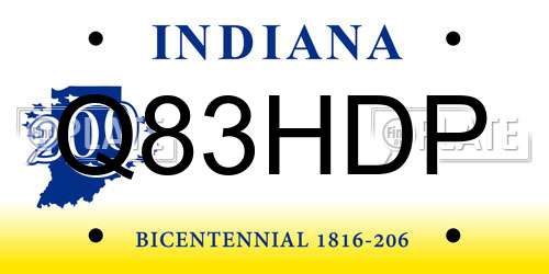Q83HDP Indiana License Plate