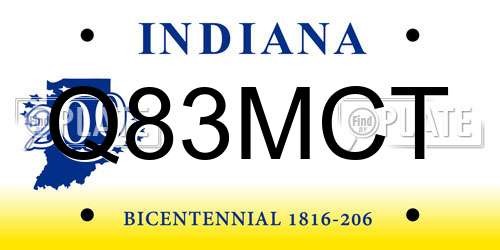 Q83MCT Indiana License Plate