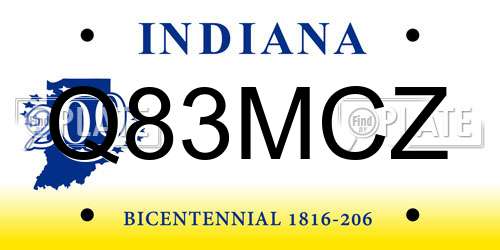Q83MCZ Indiana License Plate