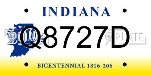 Q8727D Indiana License Plate