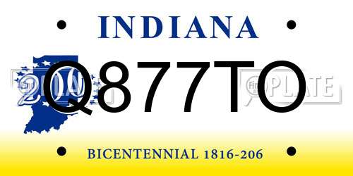 Q877TO Indiana License Plate