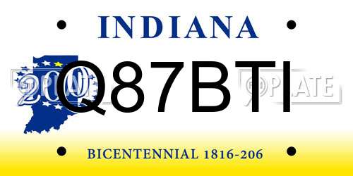 Q87BTI Indiana License Plate