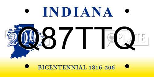 Q87TTQ Indiana License Plate