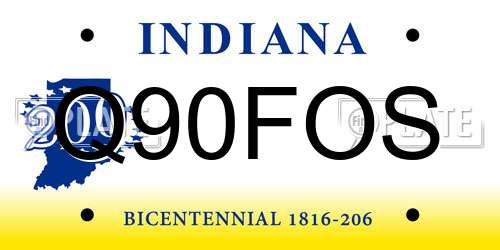 Q90FOS Indiana License Plate