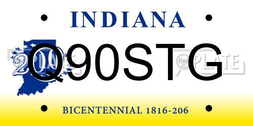 Q90STG Indiana License Plate
