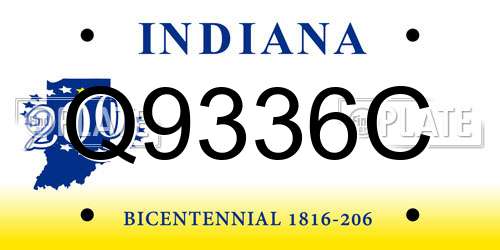 Q9336C Indiana License Plate