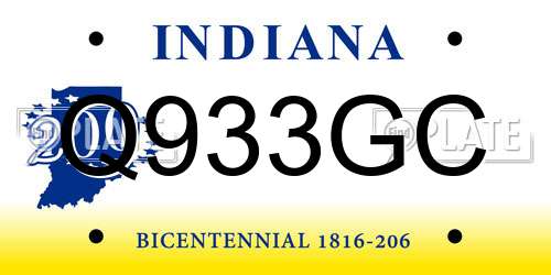 Q933GC Indiana License Plate
