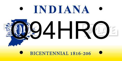 Q94HRO Indiana License Plate