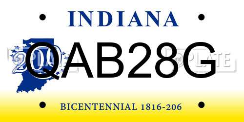 QAB28G Indiana License Plate