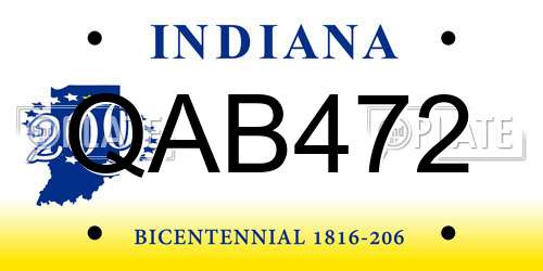 QAB472 Indiana License Plate