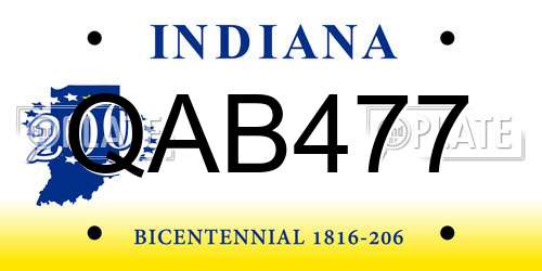 QAB477 Indiana License Plate