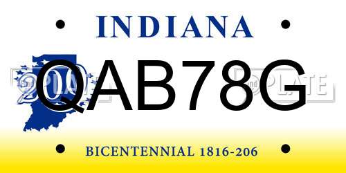 QAB78G Indiana License Plate