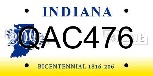QAC476 Indiana License Plate