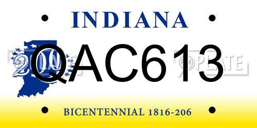 QAC613 Indiana License Plate