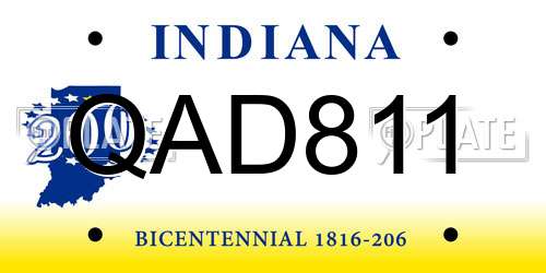 QAD811 Indiana License Plate