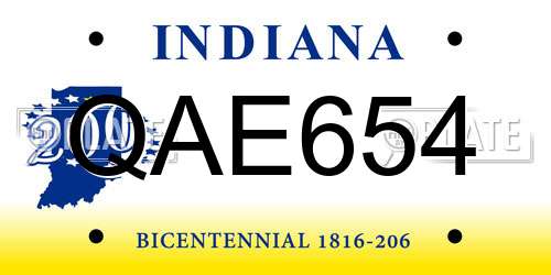 QAE654 Indiana License Plate