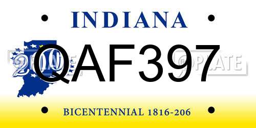 QAF397 Indiana License Plate