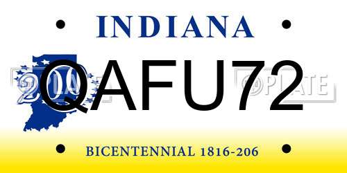 QAFU72 Indiana License Plate