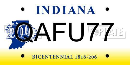 QAFU77 Indiana License Plate