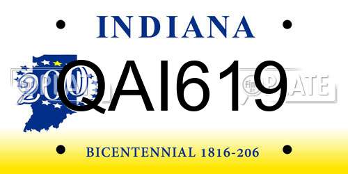 QAI619 Indiana License Plate