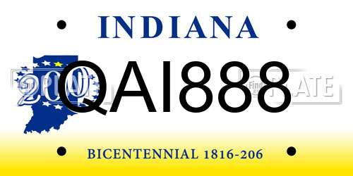 QAI888 Indiana License Plate