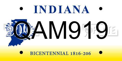 QAM919 Indiana License Plate