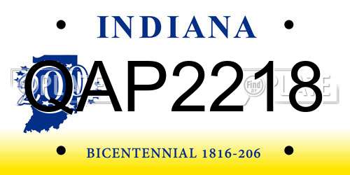 QAP2218 Indiana License Plate