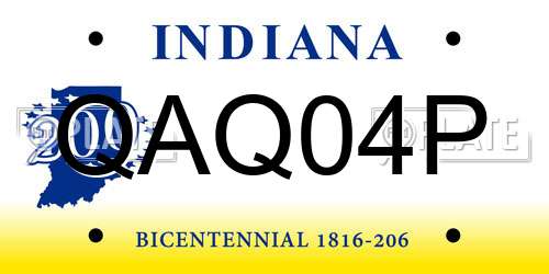 QAQ04P Indiana License Plate