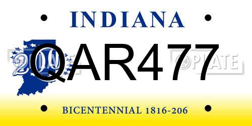 QAR477 Indiana License Plate