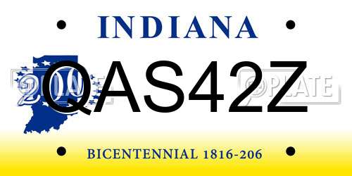 QAS42Z Indiana License Plate