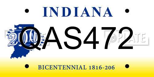 QAS472 Indiana License Plate