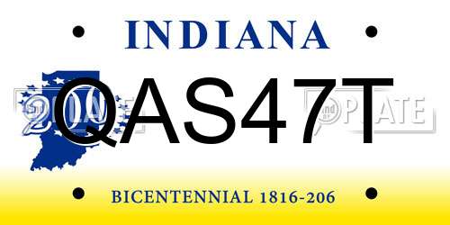 QAS47T Indiana License Plate