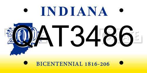 QAT3486 Indiana License Plate