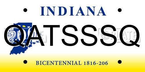 QATSSSQ Indiana License Plate