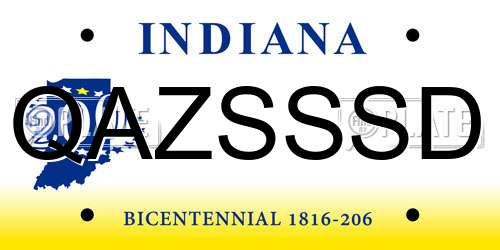 QAZSSSD Indiana License Plate