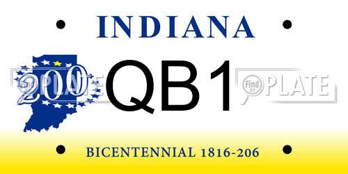 QB1 Indiana License Plate