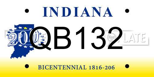 QB132 Indiana License Plate