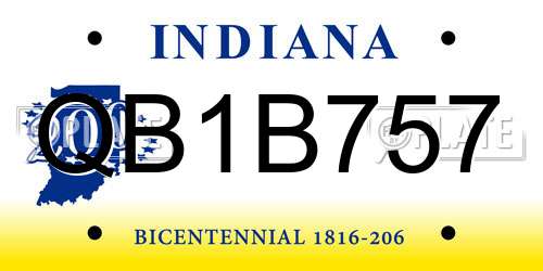 QB1B757 Indiana License Plate
