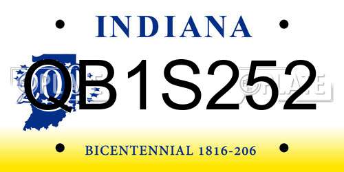 QB1S252 Indiana License Plate