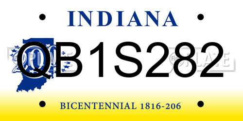 QB1S282 Indiana License Plate