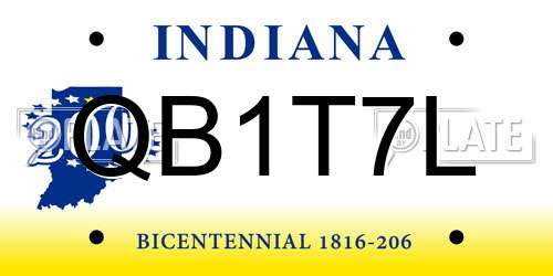 QB1T7L Indiana License Plate