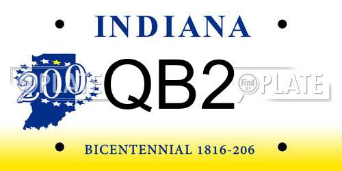 QB2 Indiana License Plate