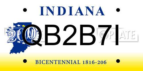 QB2B7I Indiana License Plate