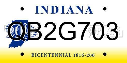 QB2G703 Indiana License Plate